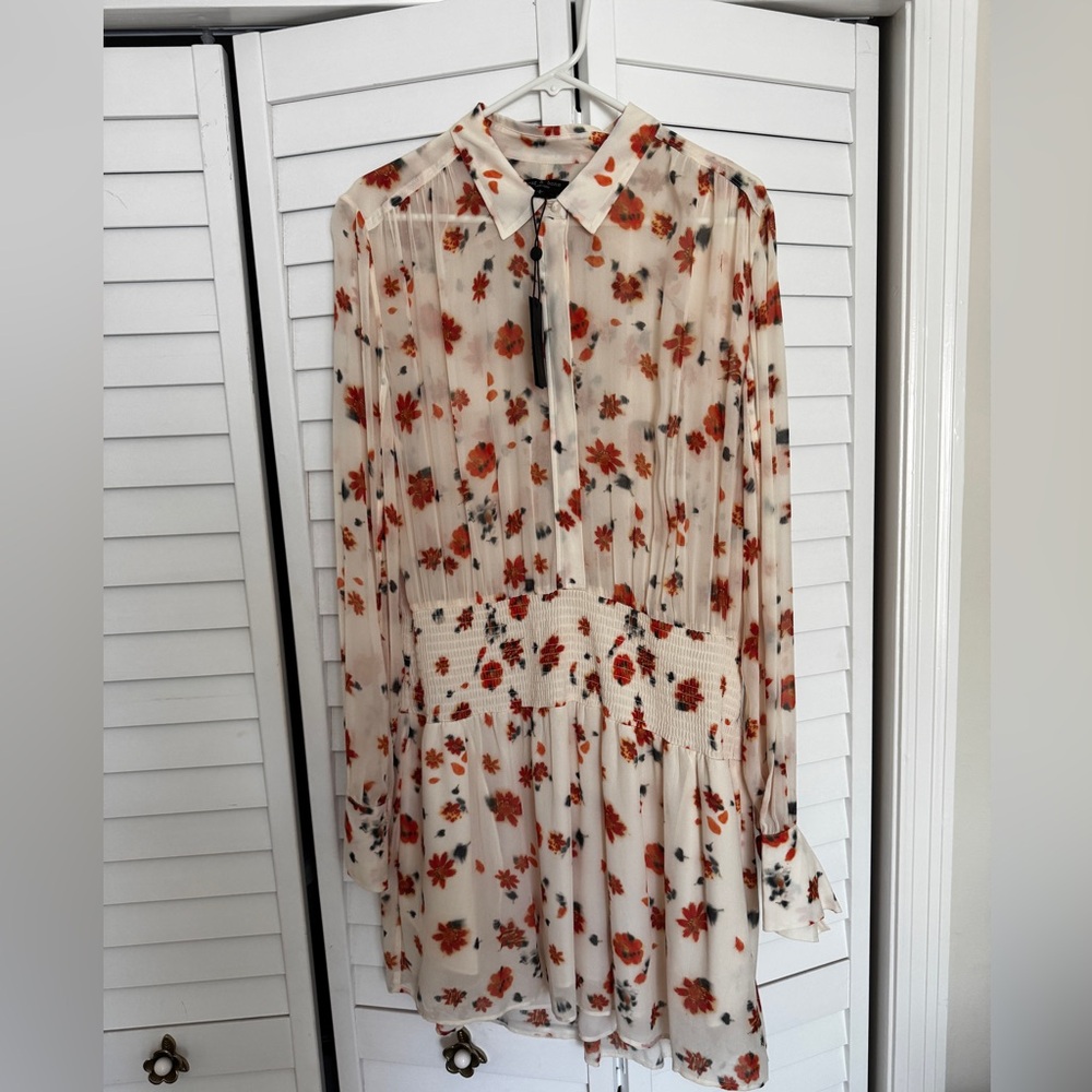 Rag & Bone Cream and Orange Floral Long Sleeve Dress
